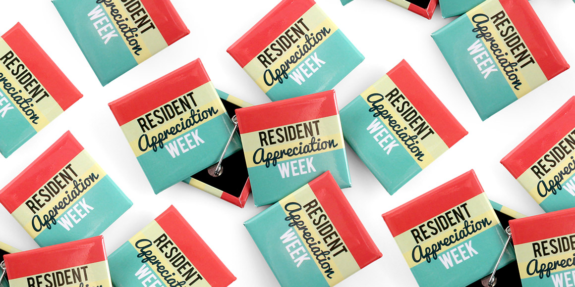 Square Buttons for Resident Appreciation Week