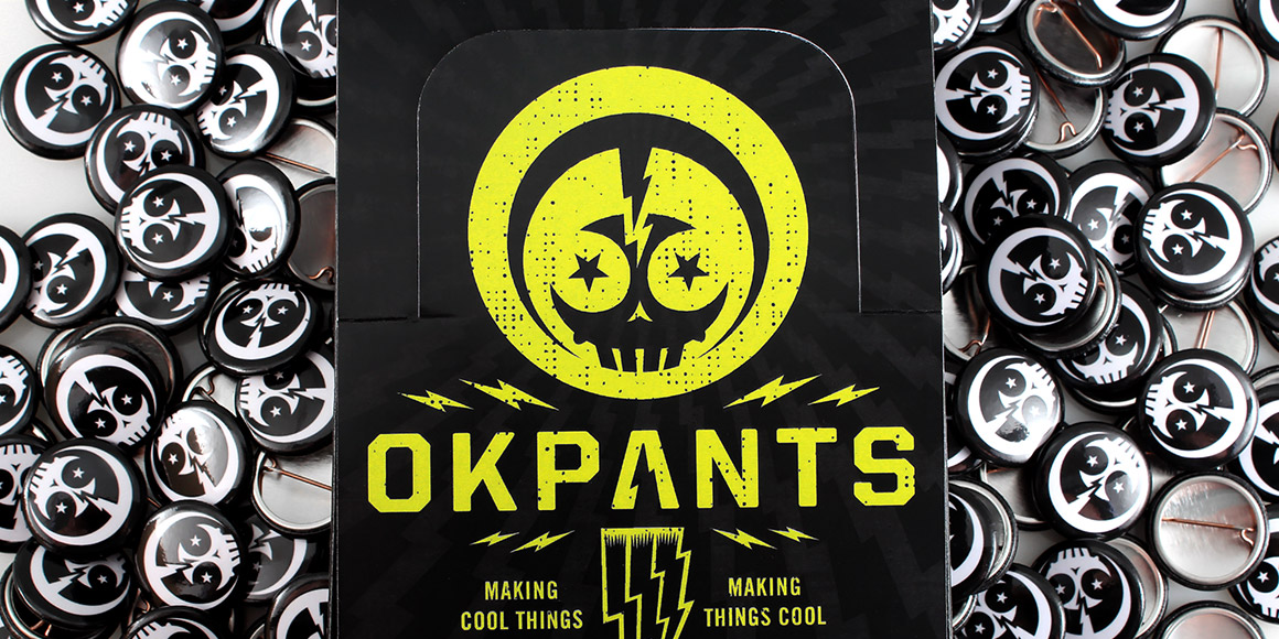 OKPants Custom Button Boxes, Retail Boxes