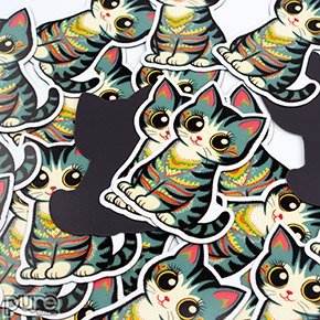 Die Cut Magnets of an Illustrated Kitten