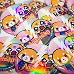 Aggretusko Sanrio 2.25 Inch Pin-Back Custom Buttons with Rainbow Gloss Finish
