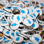 Blue Bottle Coffee One Inch Round Custom Buttons with Rainbow Finish
