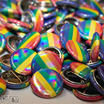 Gay Pride Flag 1 Inch Custom Buttons with Rainbow Gloss Finish