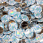HAPPY 1.25 Inch Pin-Back Buttons with Rainbow Gloss Finish