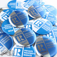 Realtor Party Campaign Buttons Metallic and Standard Glossy