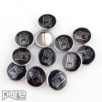 The Bag Lady 1 Inch Round Metallic Custom Buttons