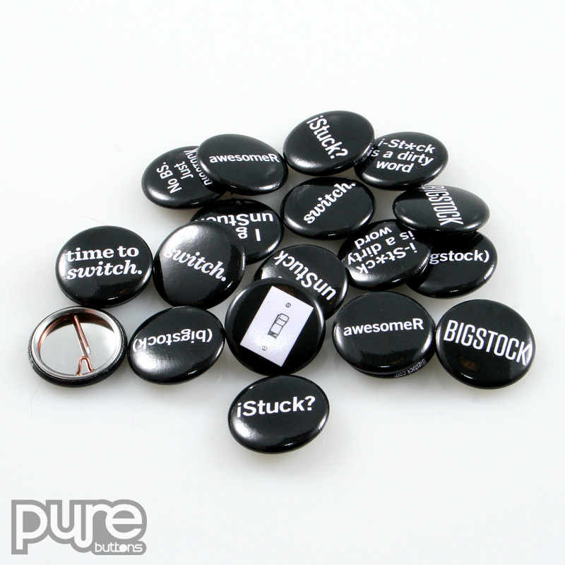 iStockPhoto Black and White Custom Buttons Sample Photo