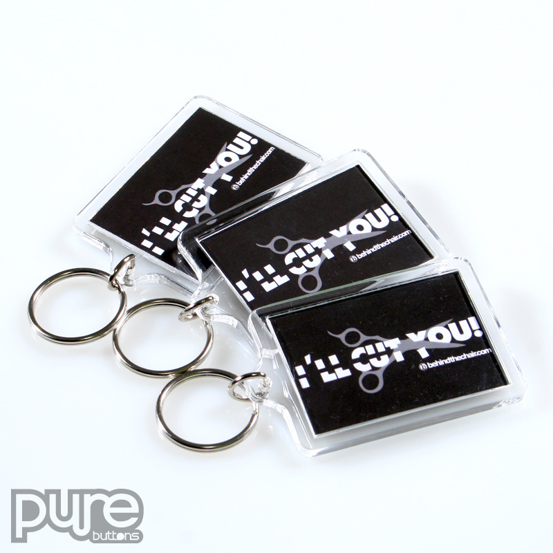 I'll Cut You Black and White Keychains