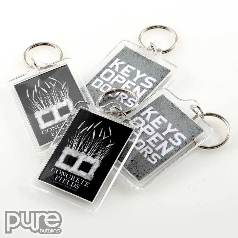 Concrete Fields Black and White Custom Keychains