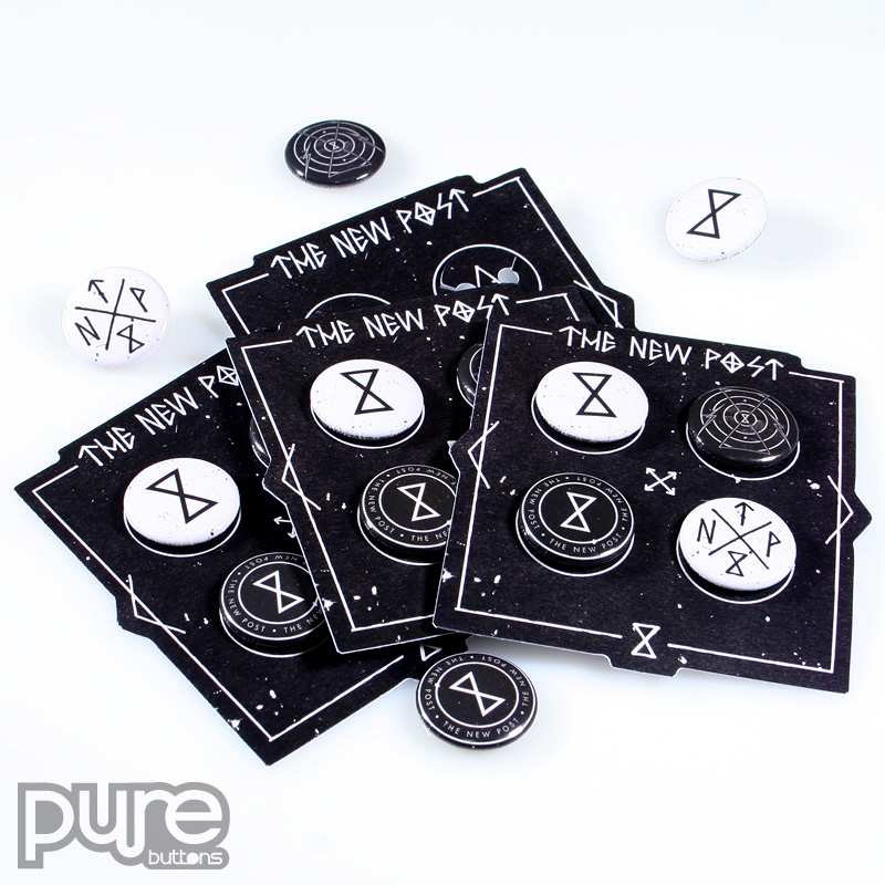 The New Post Black and White Custom Buttons and Die Cut Button Pack Sample Photo
