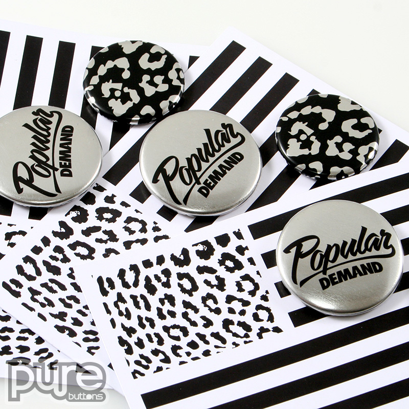 Popular Demand Black and White Custom Buttons Sample Photo