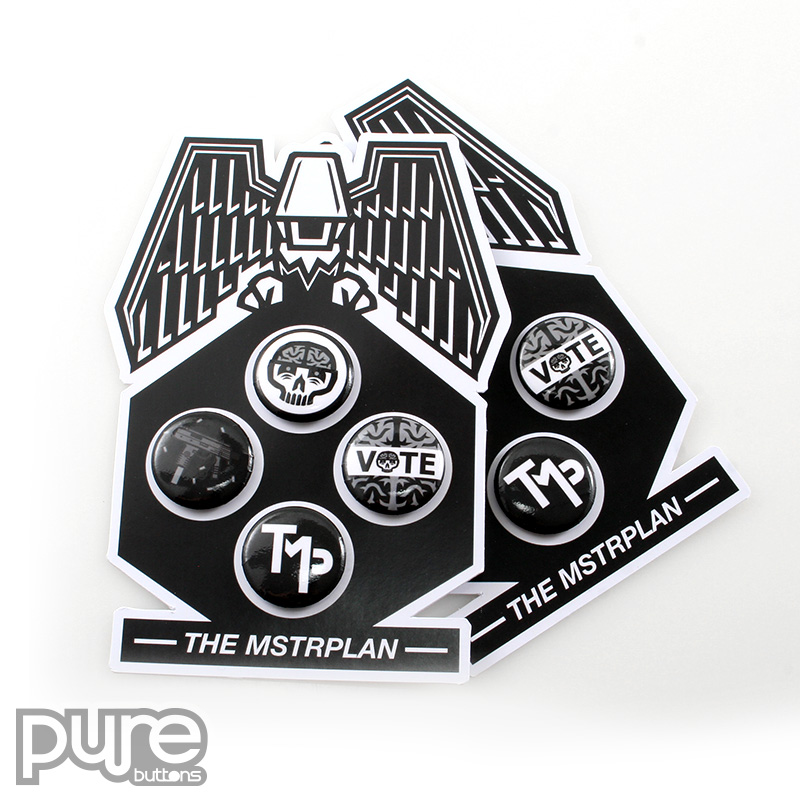 The Mstrplan Black and White Custom Buttons Sample Photo