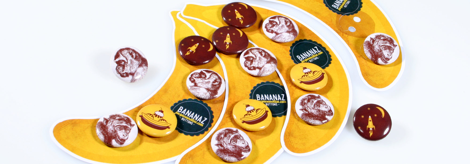 Banana Shaped Button Packs by Jacques and Lise