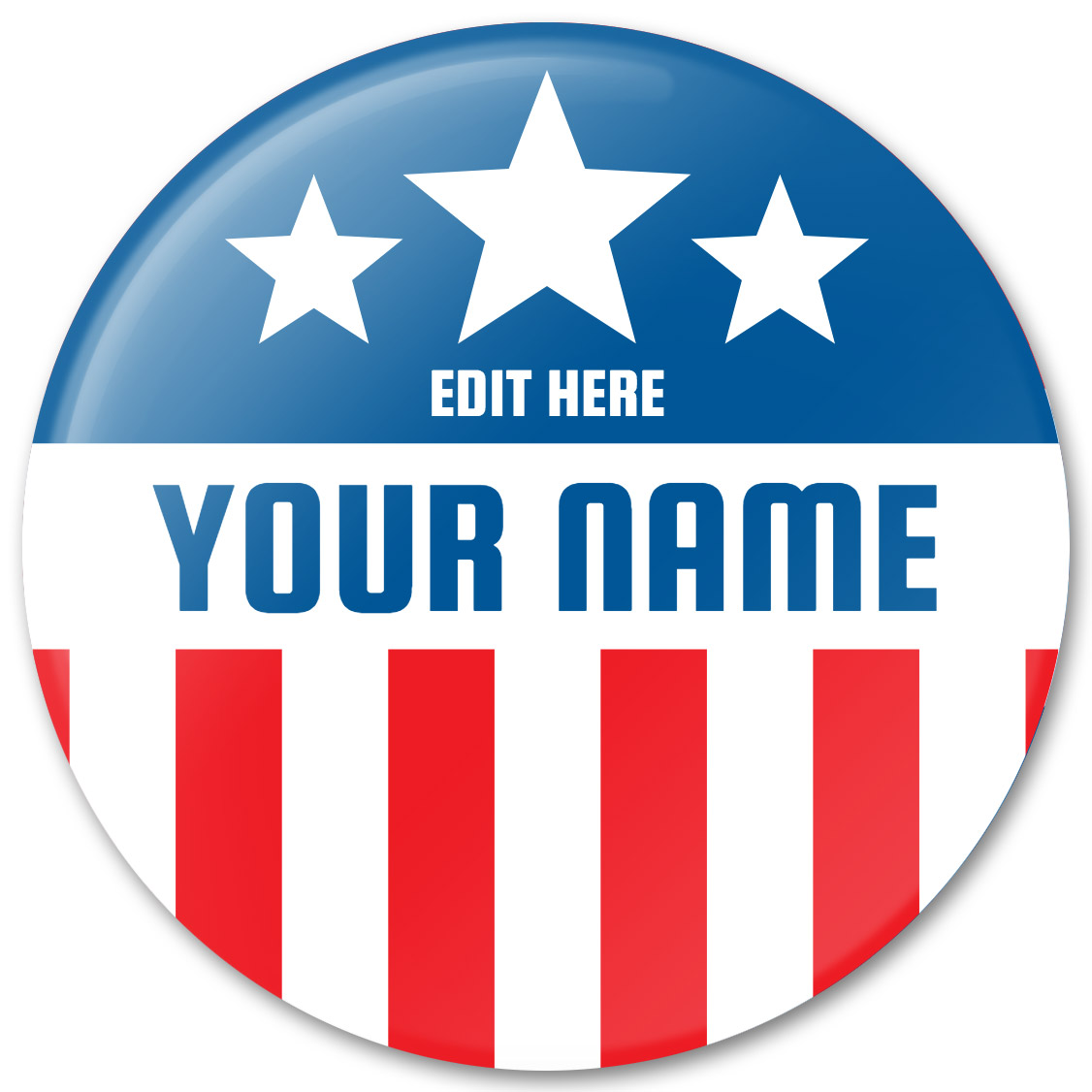 Three Stars Flag - Campaign Button Template